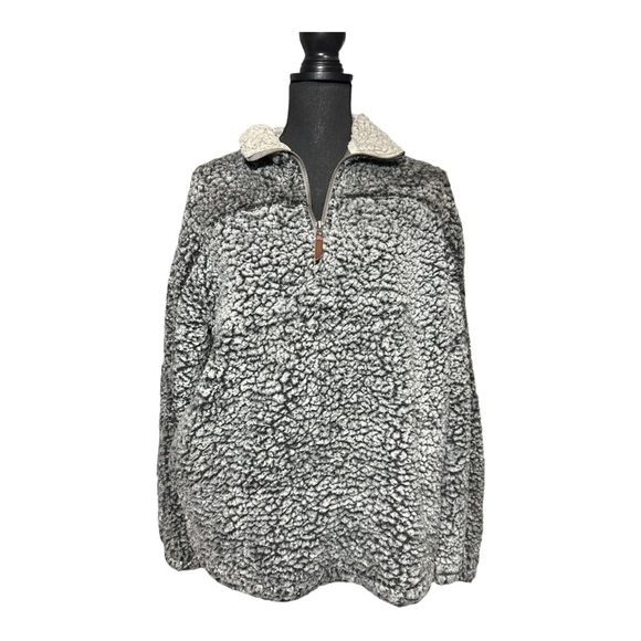 Thread and Supply Charcoal Sherpa Quarter-Zip Long Sleeve Pullover Jacket Size M - Picture 1 of 8